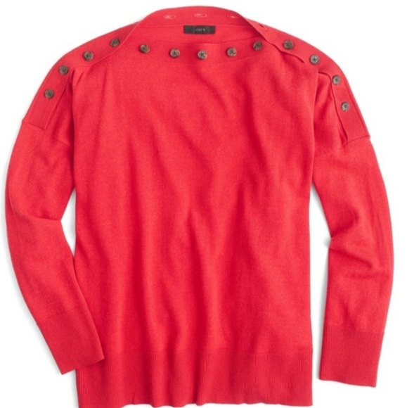 J. Crew Red Button Boatneck Sweater - Picture 1 of 4